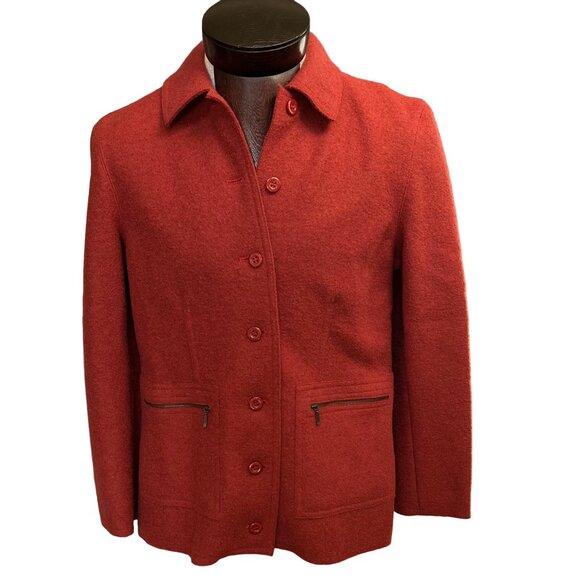 Talbots‎ Jacket Blazer Orange Terra Cotta Red Alpaca & Wool Blend Size LG Petite - Picture 1 of 8